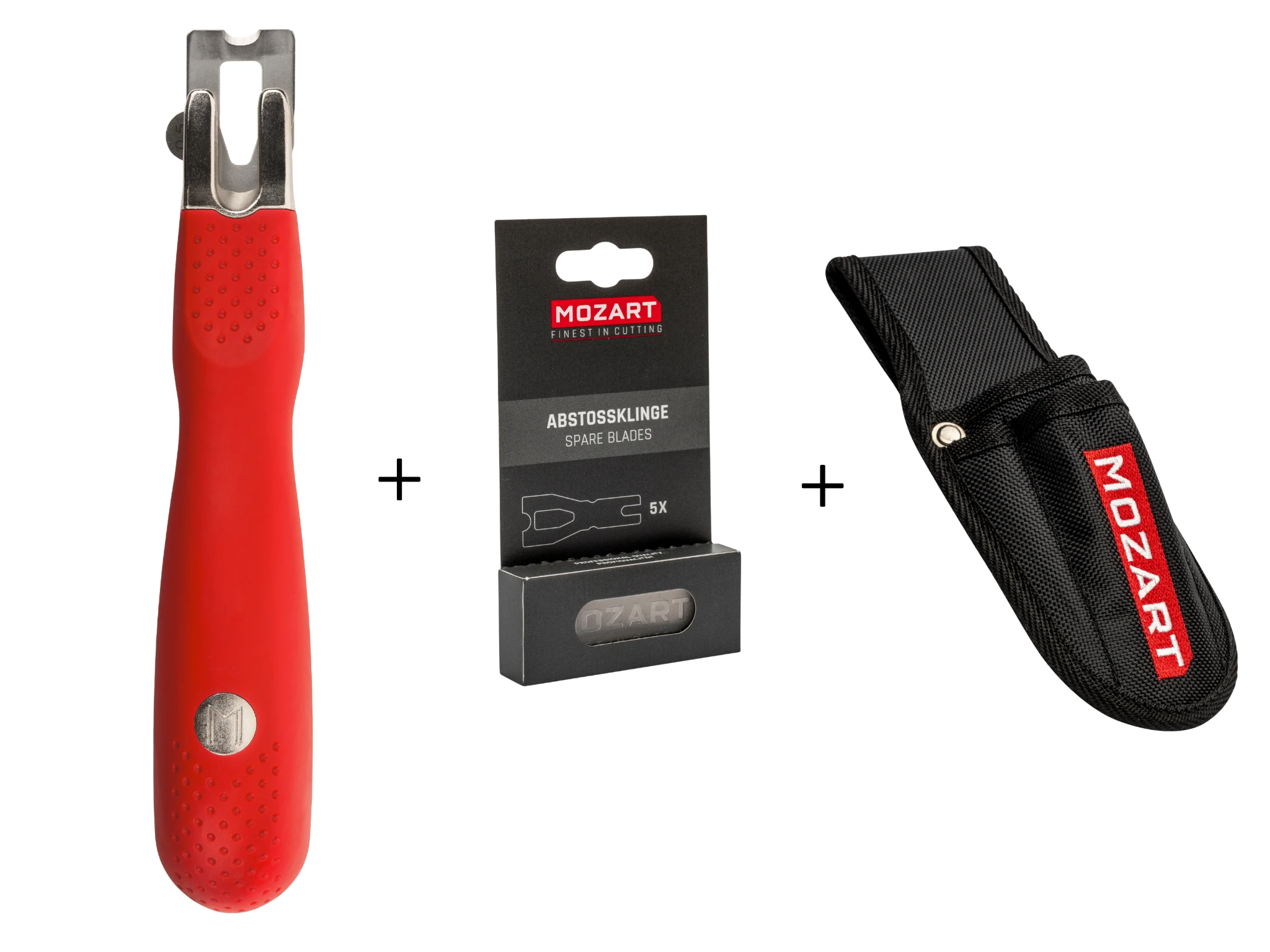 MOZART Abstoß Power (Abstoßmesser + 5 Abstoßklingen + Gürteltasche)