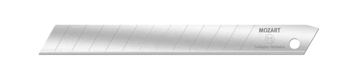 Abbrechklingen 9 mm mit Rundloch, aus Kohlenstoffstahl Abbrechklingen 9 mm mit Rundloch, aus Kohlenstoffstahl