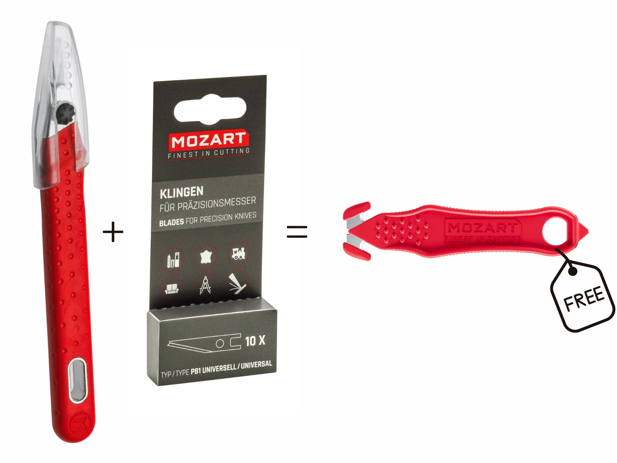 MOZART-Bundle 2 (Präzisionsmesser P1T + 10 Klingen + U-Cut gratis)