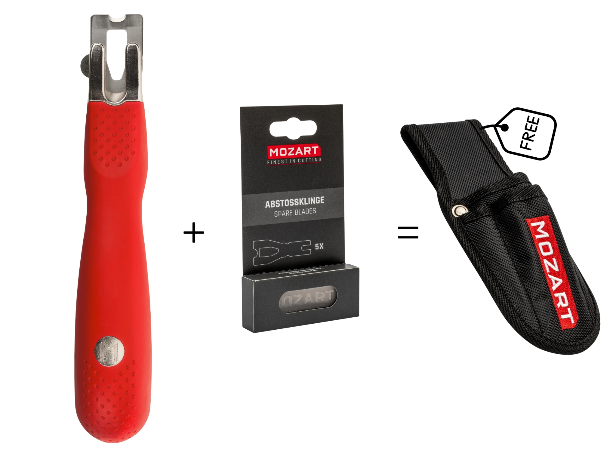 MOZART Abstoß Power (Abstoßmesser + 5 Abstoßklingen + Gürteltasche gratis)