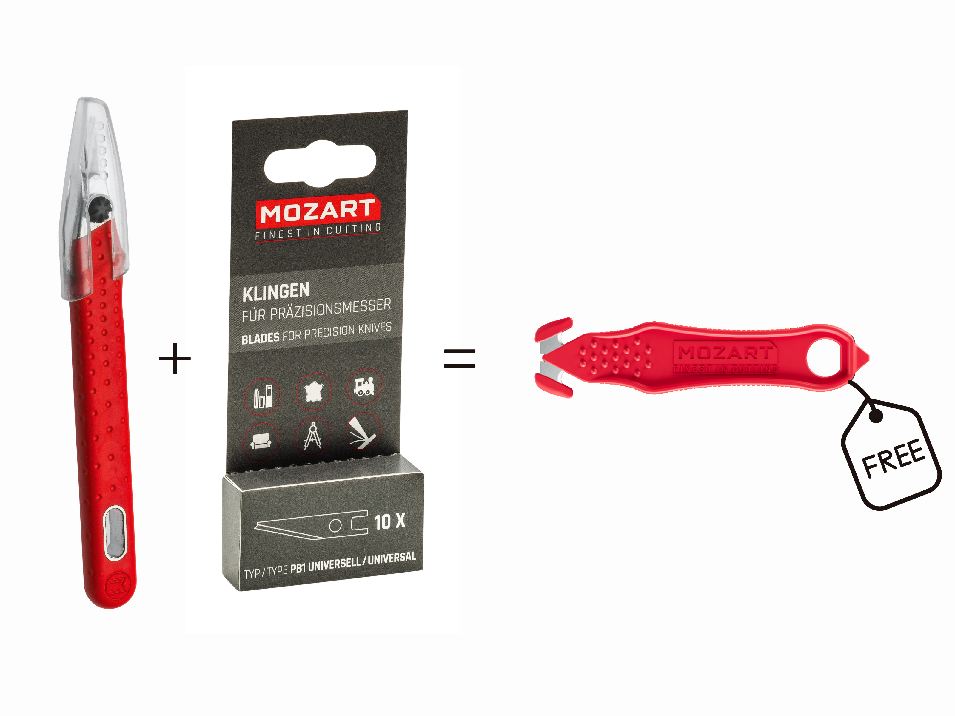 MOZART-Bundle 2 (Präzisionsmesser P1T + 10 Klingen + U-Cut gratis) MOZART-Bundle 2 (Präzisionsmesser P1T + 10 Klingen + U-Cut gratis)