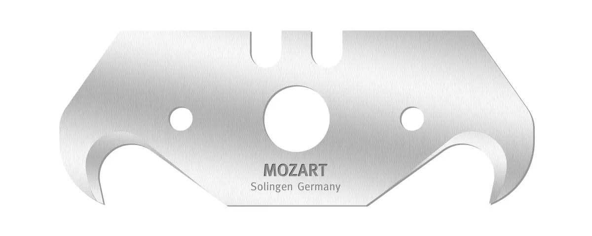 10 Hakenklingen 51 mm mit Mittelloch, aus hochlegiertem Kohlenstoffstahl 10 Hakenklingen 51 mm mit Mittelloch, aus hochlegiertem Kohlenstoffstahl